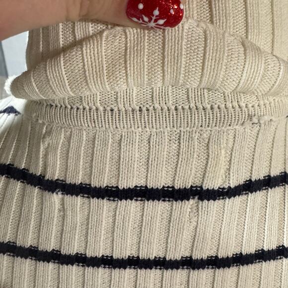 Tommy Hilfiger Vintage Y2K Striped Turtleneck Sweater Women’s M Cream Navy - Picture 6 of 12